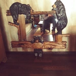 Chainsaw carved mirror